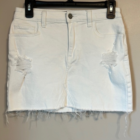 Hollister White Jean Ripped Denim Skirt High Waisted - Picture 1 of 9